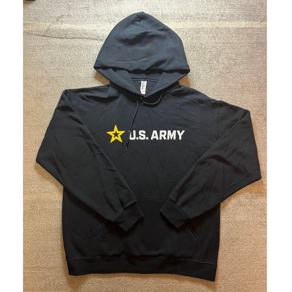 US Army Hoodie by Jerzees Mens Medium Black Pullover Sweatshirt Star Logo